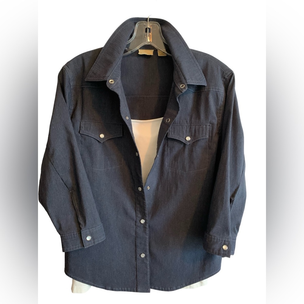 Caslon Pearl Snap Denim Top Sz S